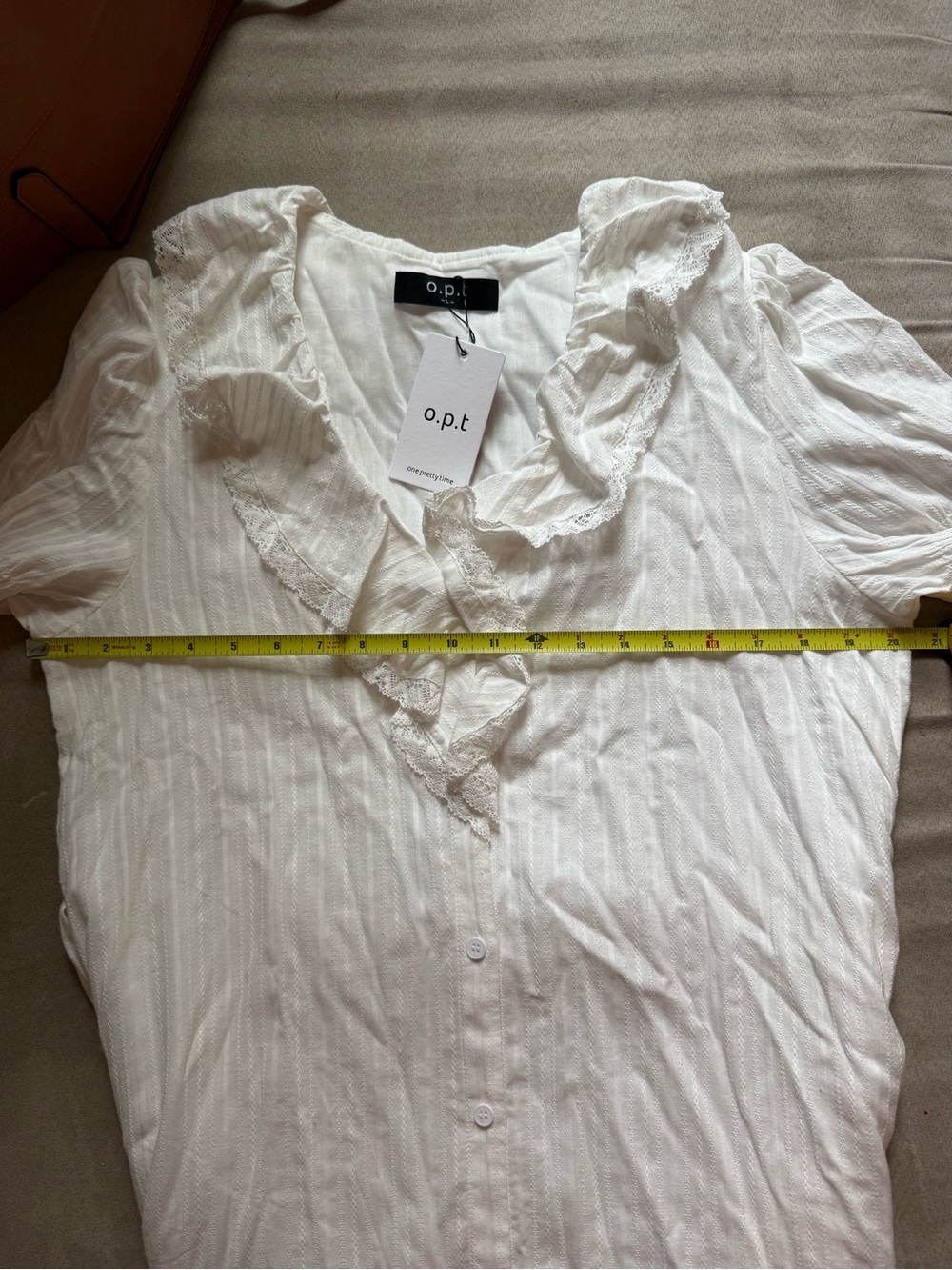 o.p.t. Vida Cotton Dress Tie Waist Bohemian Lace White Size Large NEW - Picture 9 of 13